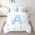 thumbnail image 2 of Castle Fairy Monogrammed Letter A 7-Piece Twin Bedding Sets for Teens Boys Girls,Kawaii Bow Bedding Comforter Set,Geometric Stripes Breathable Sheet Sets,Super Cozy Room Decor, 2 of 8