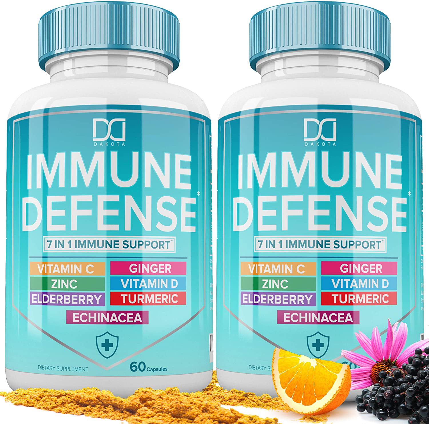 7 in 1 Immune Support Booster Supplement with Elderberry, Vitamin C and