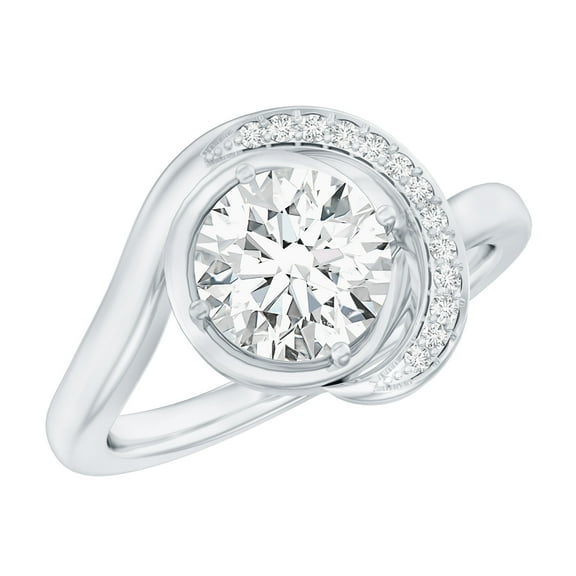 Lab Created 1 Carat Diamond Engagement Ring - EF-VS Quality - Ideal For Gift, 925 Sterling Silver, US 4.00