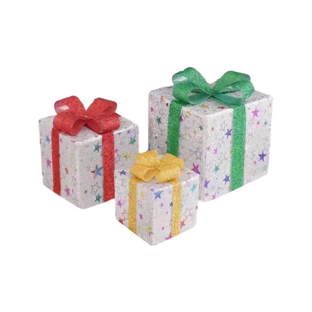 Christmas Lighted Boxes Remote Control Set Of 3 Led Decor Outdoor Christmas Boxes Present Decorations For Yard And Indoor Holiday Decor
