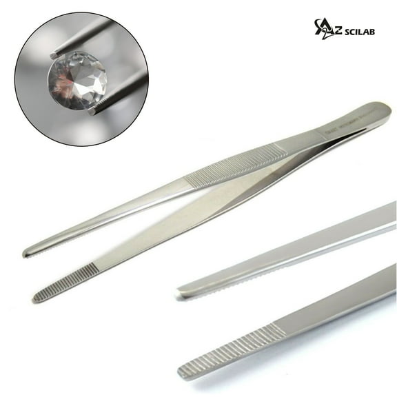 8" Long Nose Narrow Straight Beading and Gemstone Handling Tweezers- 2 Pcs