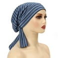 thumbnail image 6 of Xinwanna Women Headscarf Hat Striped Print Lace-up Turban Hat Hair Loss Chemotherapy Headwear Full Coverage Head Wrap (Army Green), 6 of 13