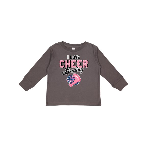 Inktastic I Love Cheerleading with Pom Poms and Megaphone Girls Long Sleeve Toddler T-Shirt