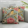 thumbnail image 3 of HENGT Pillow Case Blue Pink Rose Bird Pattern Double Sided Decorative Cushion Cover for Sofa Bed Chair Car, 3 of 5