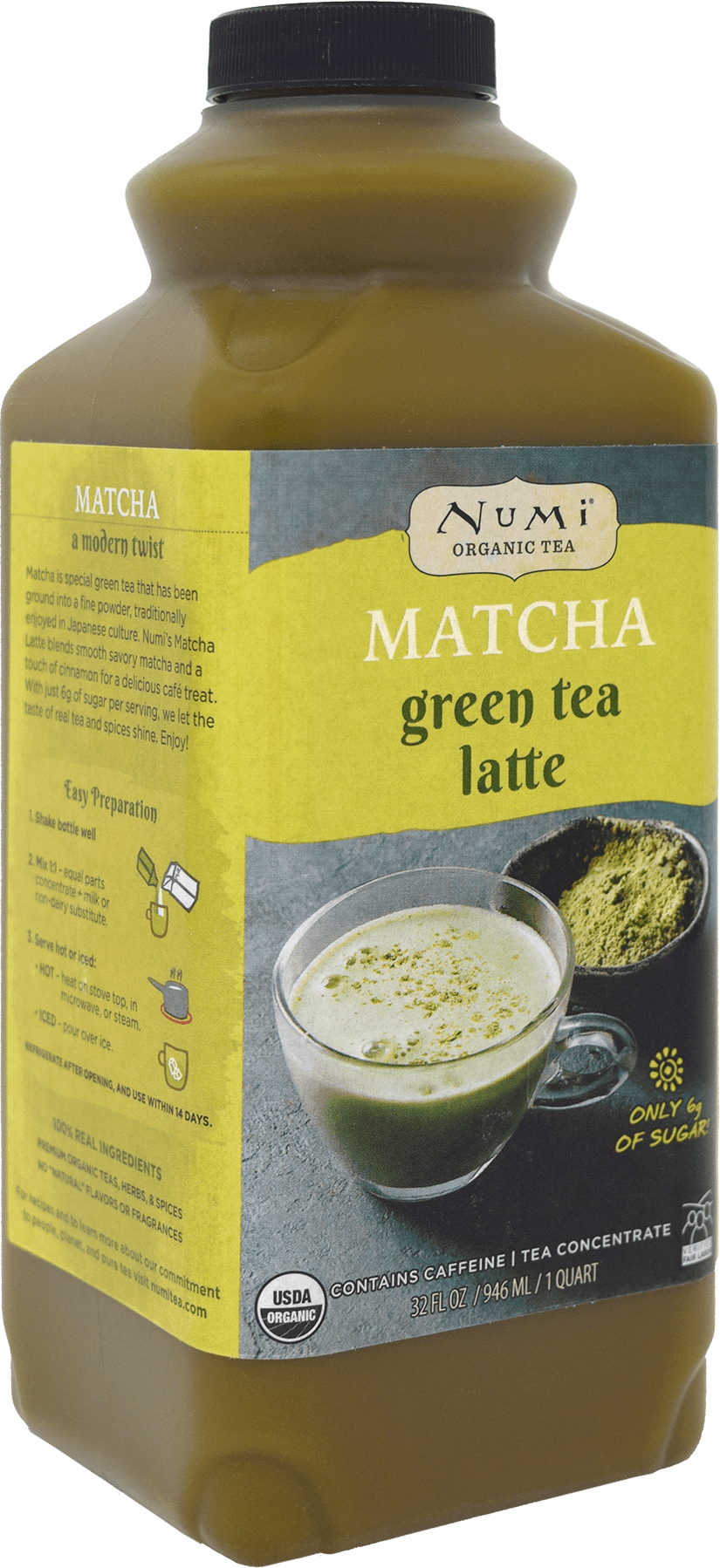 Numi Organic Tea, Matcha Green Tea Latte Concentrate, Bottles, 32 Oz