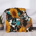 thumbnail image 3 of Zufioo Vintage Sunflowes Print Horizontal Flannel Blanket, Anti-wrinkle, Anti-shrinkage, Anti-allergic Plush Blanket, Household Items Suitable for Bedroom-40"x30", 3 of 5