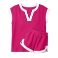 thumbnail image 6 of RRMuAzgs Womens 2 Piece Outfits Short Sleeve Shorts Sets Summer Casual Sweatsuit Color Blocked Loungewear Sets Woman, 6 of 7