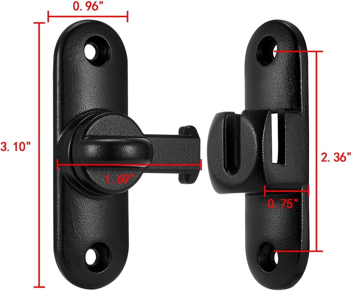 JJEAN-3 Packs Matte Black Barn Door Latches,90/180 Degree Gate Lock,Zinc Alloy Right Angle Door Lock Latch,Flip Gate Latches Hardware,Door Security Door Latch Lock fo Cabinets,Bathroom,Barn Door