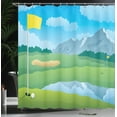 thumbnail image 3 of Ambesonne Golf Course Scene Shower Curtain, Golfing Field, 69"Wx84"L, Green Blue, 3 of 4