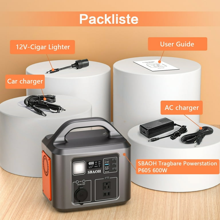 SBAOH 600W Power Station,538.7Wh 145600mAh Solar Generator for