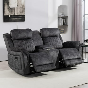 Zero Gravity Power Reclining Loveseat, Double Recliner Loveseat Sofa with Adjustable Headrest & Storage Center Console, RV Home Theater Seating with Cup Holders, USB & Type-C Ports for Living Room