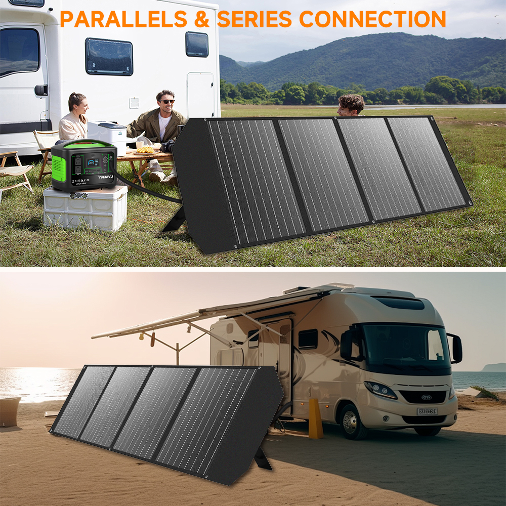 EFFORTWAY 200W Portable Solar Panel Foldable Solar Panel Charger with Adjustable Kickstands Waterproof IP67 for Camping, Home, RV, Boat, Outdoor, Power Station, off Grid System