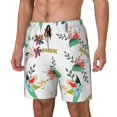 thumbnail image 1 of Bingfone Pretty Floral With Leaves for Men's Double Layer Swimming Trunks with Lining, Drawstring Style with Pockets Beach Shorts Men's Swimsuit-XX-Large, 1 of 6