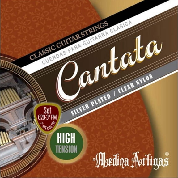 Cantata Classical Guitar Strings High Tension 3rd Yepes Special Nylon and Metal Wound - Silver Plated Copper (620-3PM)