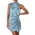 thumbnail image 1 of Vestido PRETTYGARDEN Mini de Satén Sin Mangas Pequeño Azul Claro, 1 of 8