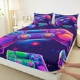 thumbnail image 3 of Manfei Gamer Gaming Bed Sheets,Gamepad Controller King Sheets,Gradient Purple Blue Sheet Set For Teens,Microfiber Bedroom Decor,4-Piece, 3 of 7