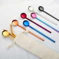 thumbnail image 2 of Shisuyan Rose Gold Stainless Steel Spoon Straw Office Use 1Set 7.6 x 2.4 x 0.4In, 2 of 9