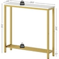 thumbnail image 3 of Narrow Console Table with Shelves - Industrial Entryway Table - White & Gold, 3 of 9