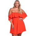 thumbnail image 1 of SURJDE Women's Off Shoulder Strapless Ruffle Mini Plus Size Swing Dresses, 1 of 6