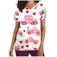 thumbnail image 2 of Soki Tuniques d'Infirmière pour Femmes Décontractées à Col en V, Imprimé Graphique de la Saint-Valentin, Manches Courtes, avec Poche, 2 of 5