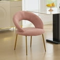 thumbnail image 6 of Modern Teddy Dining Chairs Set of 2, Comfort Accent Chairs with Curved Open Backrest and Metal Legs, Upholstered Dining Room Chair for Living Room, Bedroom, Kitchen, Pink, 6 of 10