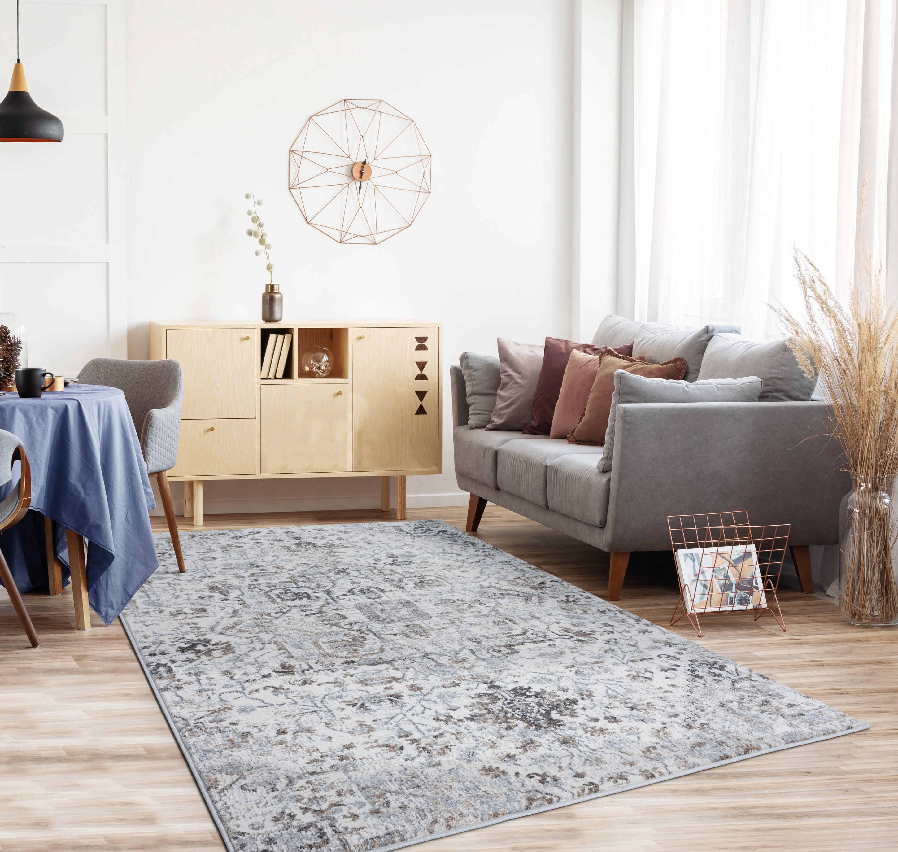 United Weavers Hyperion Sauron Transitional/Traditional Medallion Area Rug, Wheat, 12'6" x 15'