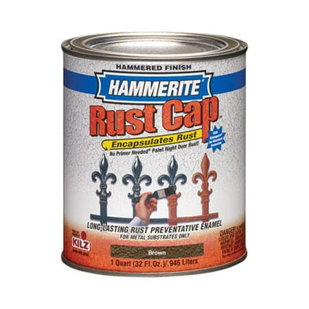 Refinishing Outdoor Furniture Metal Hammerite Rust Cap Indoor and Outdoor Hammered Brown Alkyd-Based Metal Paint 1 qt. - Case Of: 6 ()