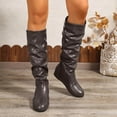 thumbnail image 2 of Womens Slouch Knee High Boots Casual Leather Winter Fall No Heel Over The Knee Tall Dress Boots for Ladies, 2 of 8