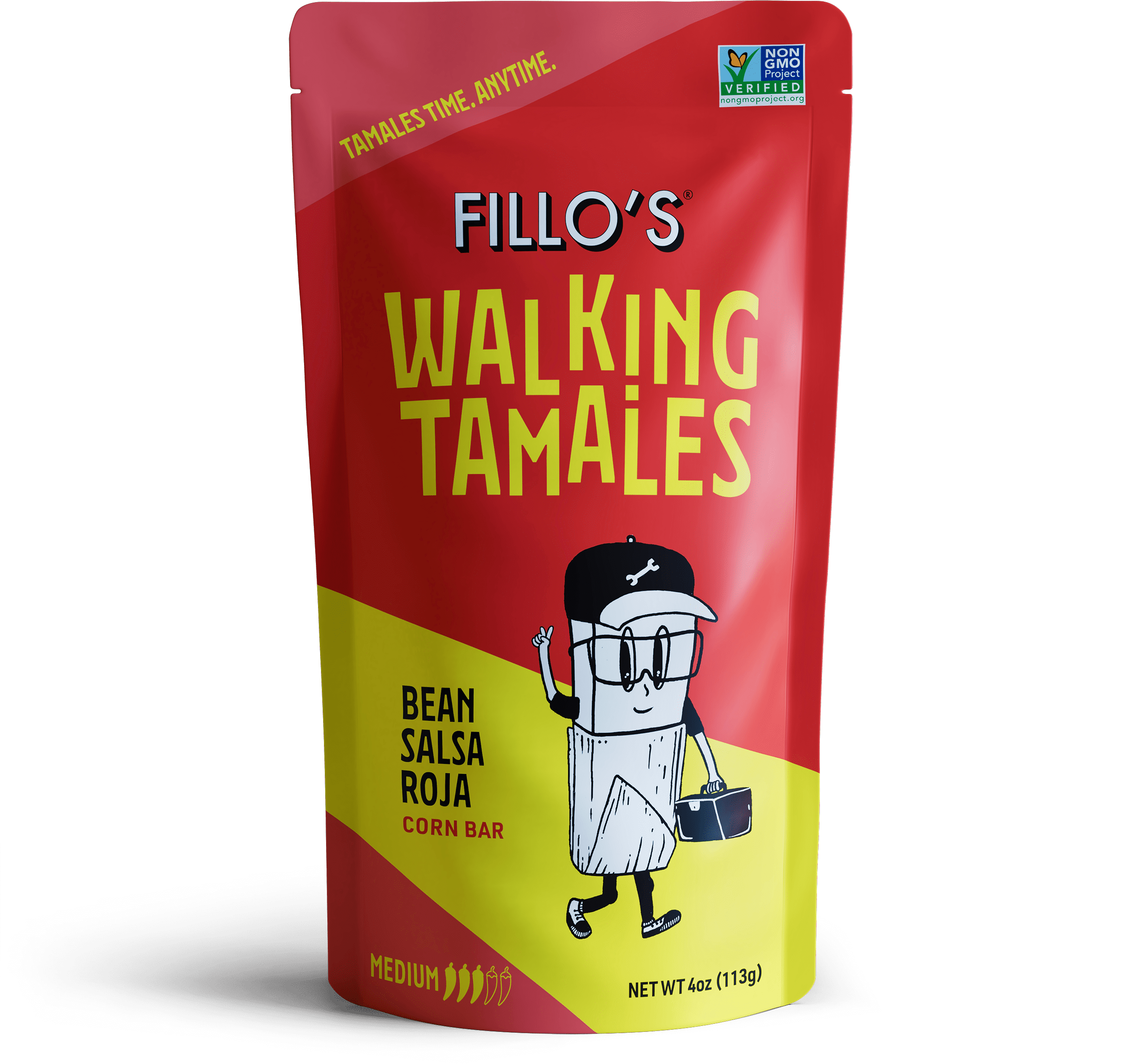 (7 pack) FILLO'S Walking Tamales Bean Salsa Roja Tamale, 4 oz (Shelf-Stable)