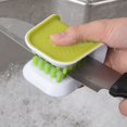 thumbnail image 2 of Cepillo de limpieza verde de 2 piezas, limpiador de platos, cepillo de mano para limpieza de cuchillos en U, 2 of 5