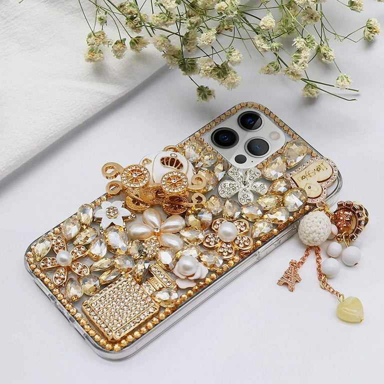 Yebowe Compatible with iPhone 12 Pro Max Case, Cute 3D Tin Foil Pleated  Luxury Phone Cover for Women Girls Cool Bling Designer Soft Slim Case for