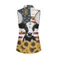 thumbnail image 2 of Whosucclay Cows Sunflowers Golf Shirt for Ladies, Casual Golf Half Zip Shirt Zip Up Personalized Sleeveless Workout Shirts, 2 of 7