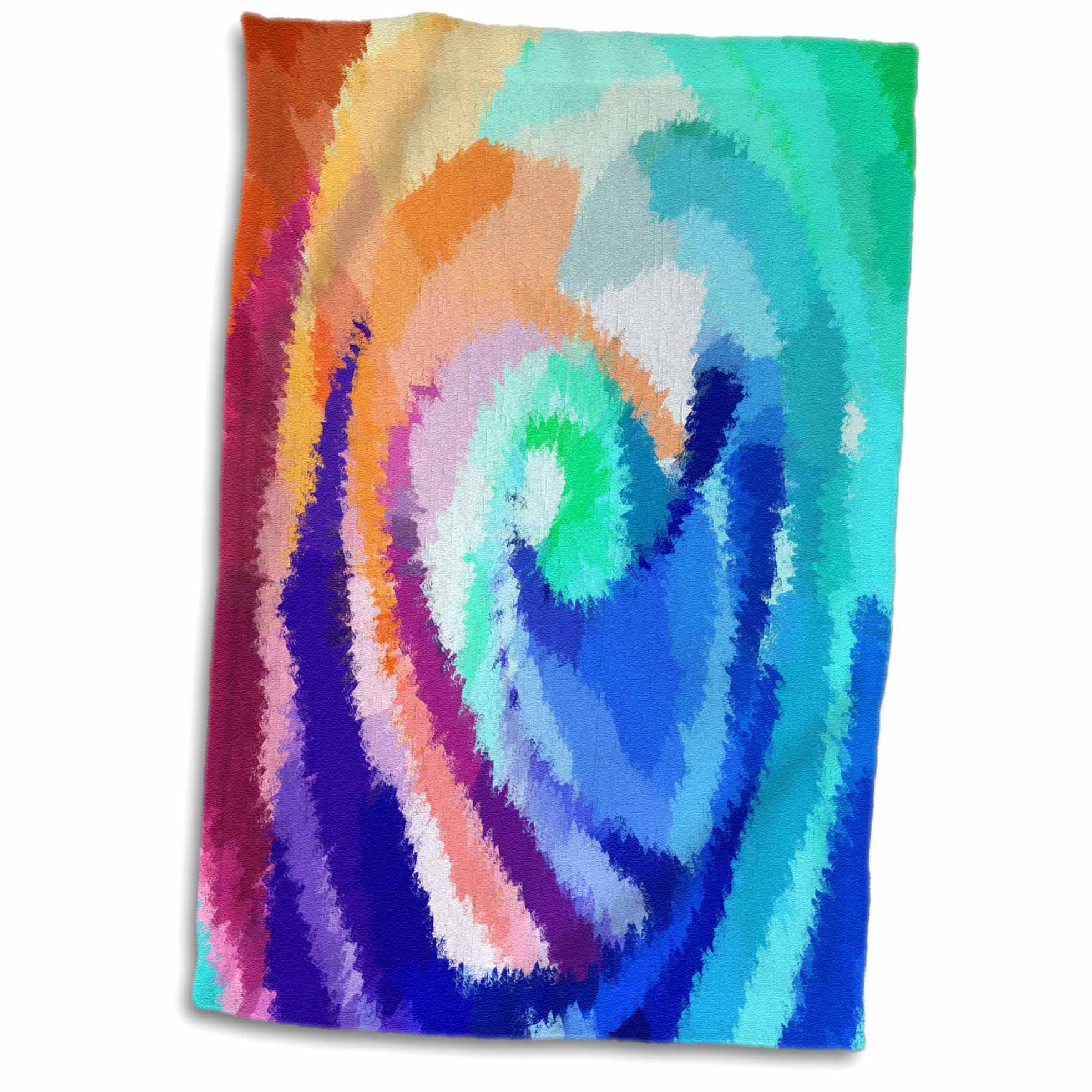 3dRose Print of Blue Green Peach Circular Abstract - Towel, 15 by 22-inch
