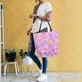 thumbnail image 6 of Open Top Canvas Tote Bag with Zipper Reusable Shopping Bag 13.5x15" Roomy Carryall Small Colors Shapes, 6 of 9