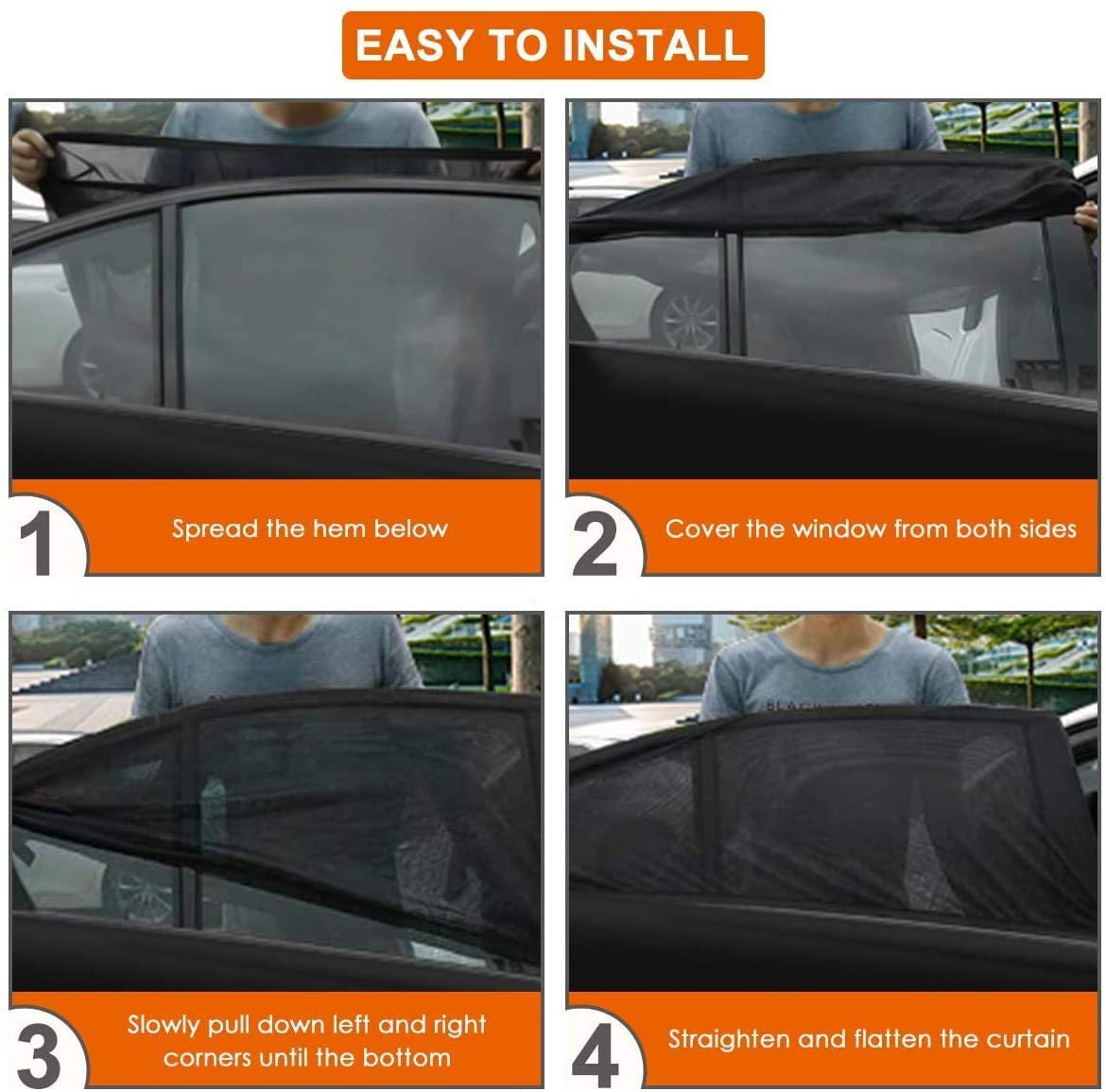 2xCar Side Window Black Mesh Sun Shade Visor Anti-UV Cover Shield For Baby Kids