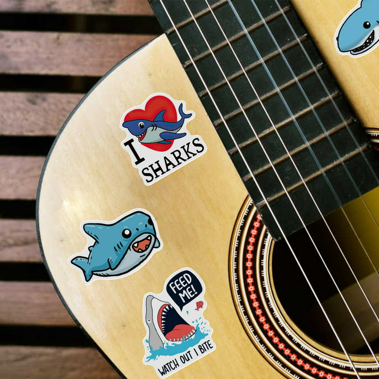 Cartoon Cute Shark Waterproof Sticker Luggage Guitar Notebook DIY Sticker Decoration Gumdrop Stickers Car Stickers Girly Stickers 100pcs Kids Stickers