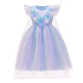 thumbnail image 2 of IBTOM CASTLE Girl Princess Ice Queen Elsa Fancy Dress Up Carnival Cosplay Costume Sequin Snowflake Colorful Tulle Tutu Halloween Christmas Birthday Party Outfit 6-7 Years Blue, 2 of 8