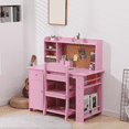 thumbnail image 2 of Escritorio Infantil con Silla, Juego con Alacena, Cajón y Gabinete, Mesa para Niños con Tablero de Corcho para Escuela, 2 of 7