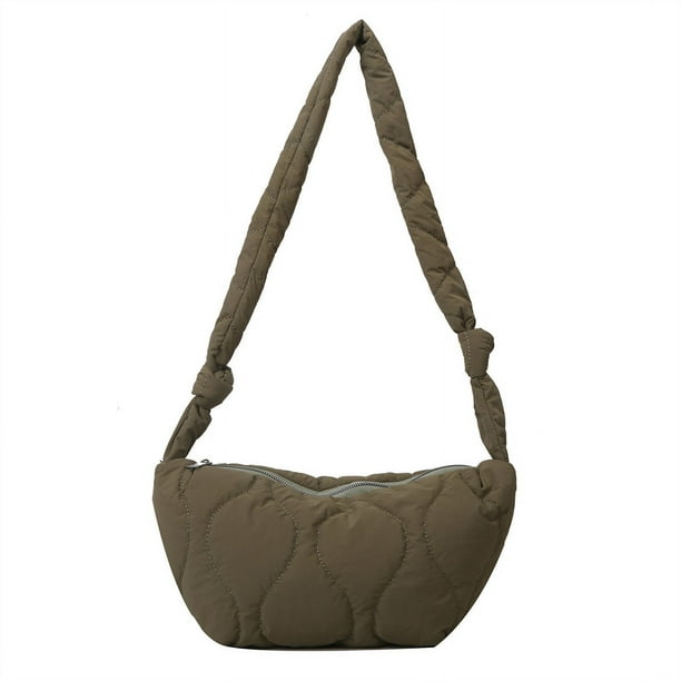 Bolso de hombro femenino Puffer Color sólido suave algodón axila bolso ligero