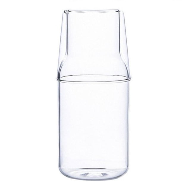Juego De Jarra Y Vaso De Vidrio Para Mesita De Noche - 500 Ml, Color Verde, Vidrio Borosilicato Resistente