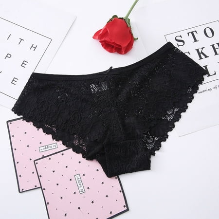 

Knosfe Low Waist Flowers Briefs for Women Stretch Lace Underwear Women Breathable Soft Panties XXL
