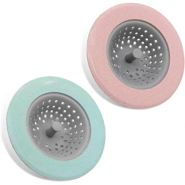 2 Pack Kitchen Sink Drain Strainer, Silicone Food Sink Strainer, Drain Cover Kitchen Sink Basket for Kitchen Sink (Pink+Green)