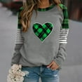 thumbnail image 4 of Kilaqueen St Patricks Day Womens Sweatshirt Crew Neck Long Sleeve Funny Plaid Pullover Tops Casual Classic Fit Holiday Vacation Sweatshirts, 4 of 5