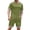 Army Green, variant on Mens Track Suits 2 Piece Set Casual Striped Cuff Crew Neck Short Sleeve T-Shirt And Drawstring Waist Shorts Two-Piece Tracksuit 2XL Royal Blue