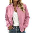 thumbnail image 2 of OGLCCG Women's Bomber Jacket Waterproof Zip Up Long Sleeve Fall Outerwear with Pockets Trendy Casual Windbreaker Jacket,Size S-XXL, 2 of 8