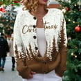 thumbnail image 1 of Chandails d'Hiver Grande Taille pour Femmes Mode Décontractée Imprimé de Noël Cardigan Veste Café TTG, 1 of 5