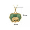 thumbnail image 3 of K-KED Jade Elephant Pendant Necklace Charm 18K Gold Plated Chain Vintage Dainty Gem, 3 of 8