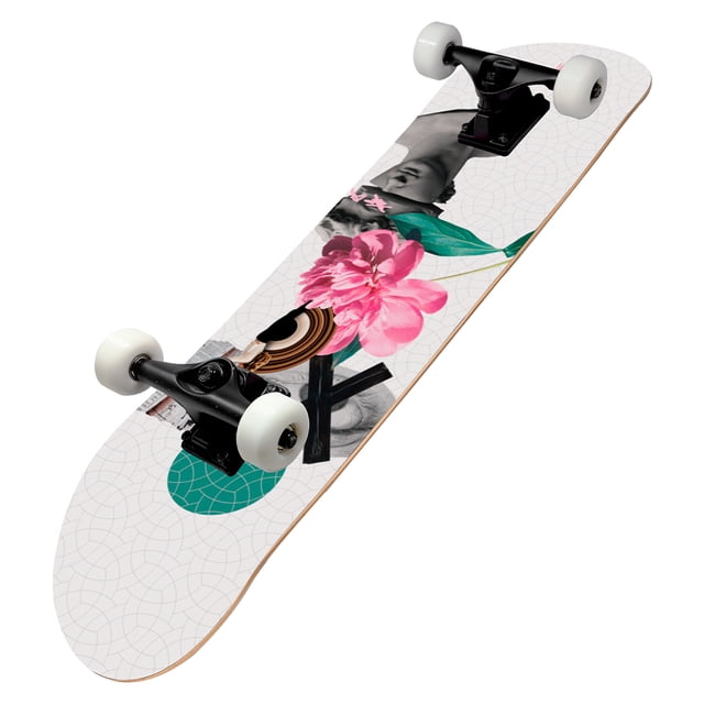 Patineta Profesional de Madera MUSA Modelo Musa Blanco 31 x 8 pulgadas