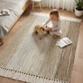 thumbnail image 3 of Bedroom Rug Carpet 3'x 5', Brown Grey Washable Floor Carpet with Tassels, Farmhouse Gray Barn Wooden Vintage Striped Elegant Soft Floor Rug Mat for Patio, Balcony, Laundry, Room Decor, 3 of 9