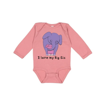 

Inktastic I Love my Big Sis Elephant Gift Baby Girl Long Sleeve Bodysuit